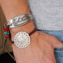 Japanese Craftsman hand-made Mt Hill silver feather crown bracelet