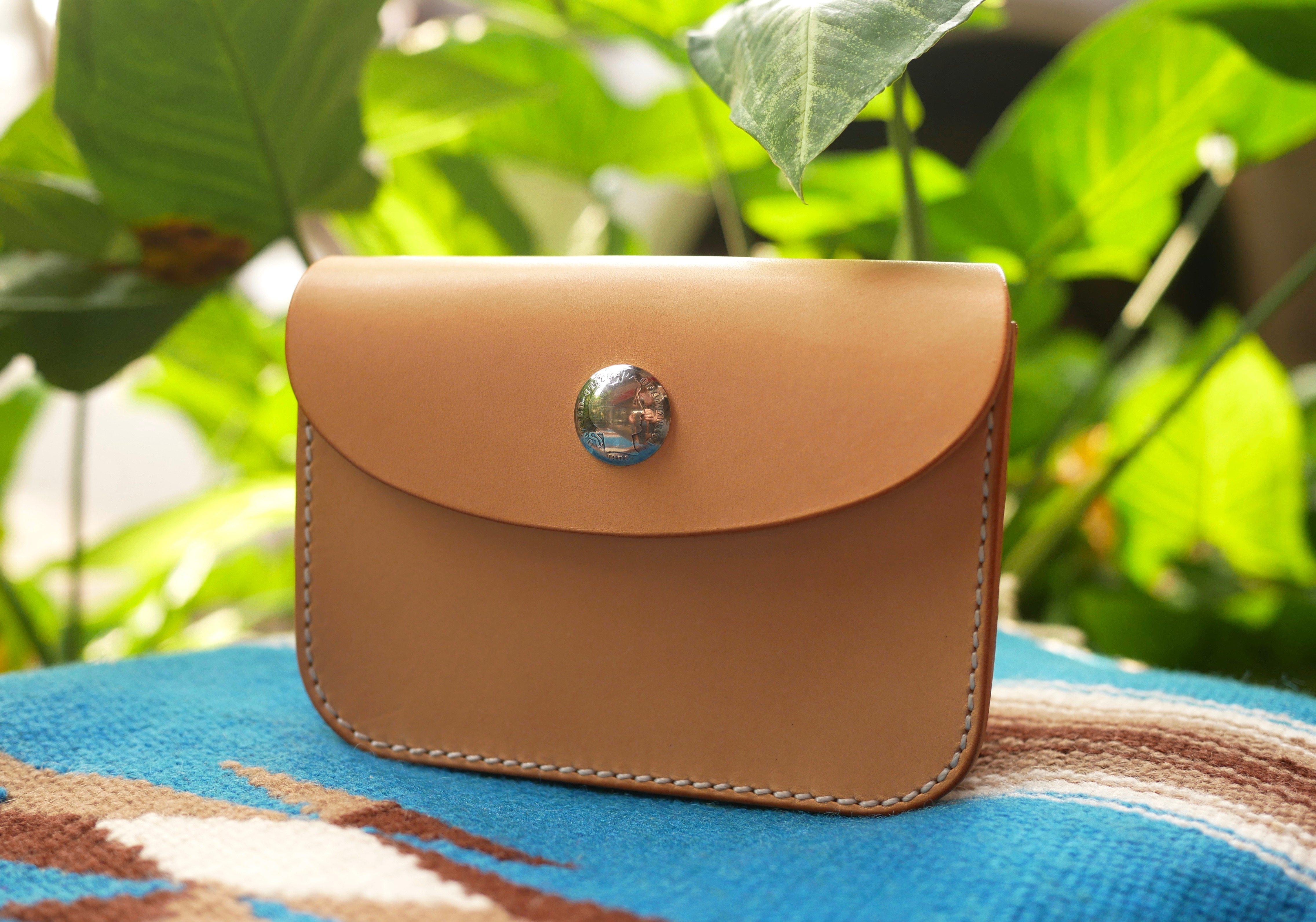 New NORTH WORKS ITALIAN Plant Tannic Original Leather Coin Bag card bag