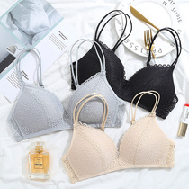 Underwear womens thin small breasts gathered without steel ring sexy lace girl Summer ultra-thin chest small beauty back bra