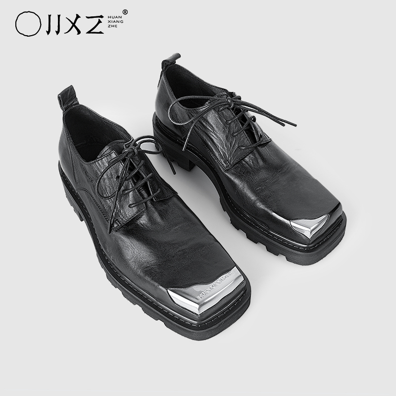 Illusionist Original Design Italian Calfskin Dark Thick-Soled Square-Toe Shoes Men's Casual Low-Top Derby Shoes Illusionist Original Design Italian Calfskin Dark Thick-Soled Square-Toe Shoes Men's Casual Low-Top Derby Shoes