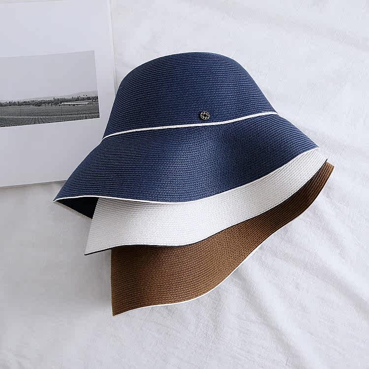 Japanese-style simple fisherman's hat, women's summer basin hat, foldable, elegant and casual, beach travel hat, sunshade hat, trendy detail image 9