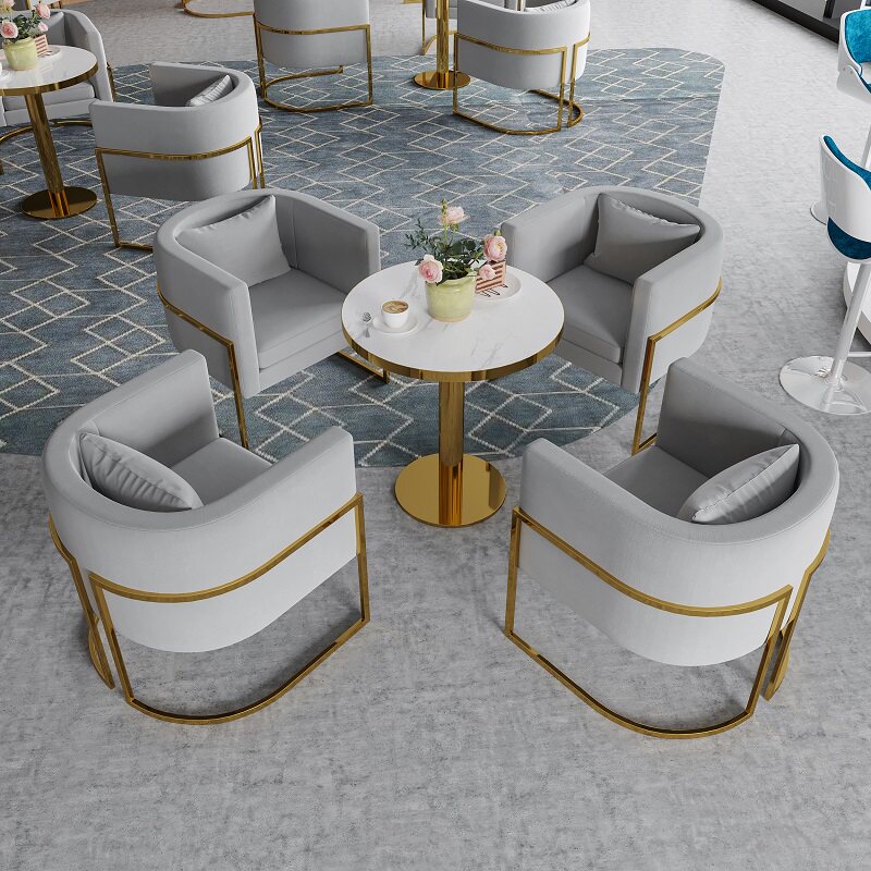 Nordic light luxury sample house exhibition center negotiation table and chair combination hotel marble dining table round table coffee table reception sofa chair