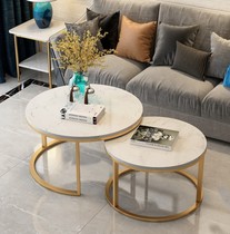 Nordic marble coffee table Small apartment living room light luxury net red round small coffee table Simple modern creative small table