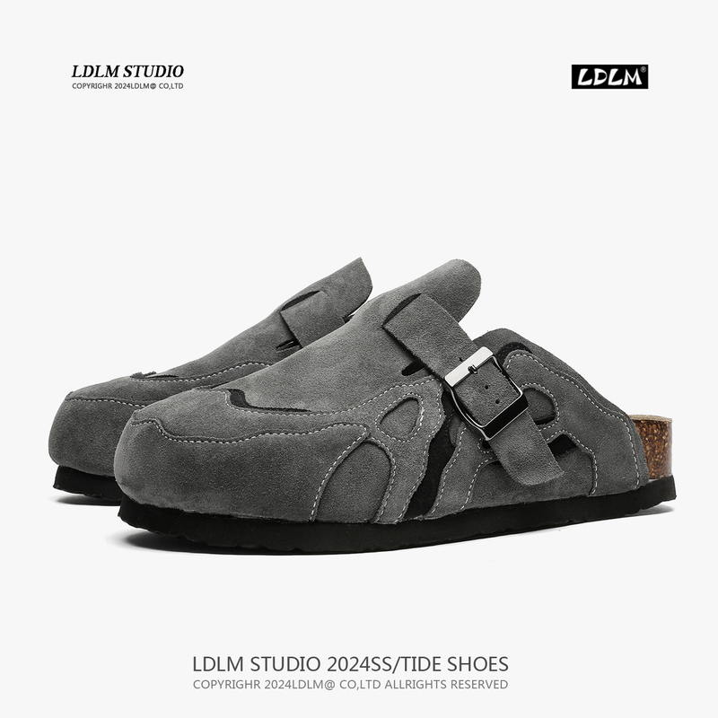 Two-Piece Romantic Summer New Slip-On Birkenstock Shoes for Men and Women, Fashionable Cork Thick-Soled Mules, Lazy Closed-Toe Slippers