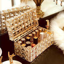 Light luxury crystal lipstick storage box Cosmetics storage clamshell lipstick rack Desktop storage box dresser shelf