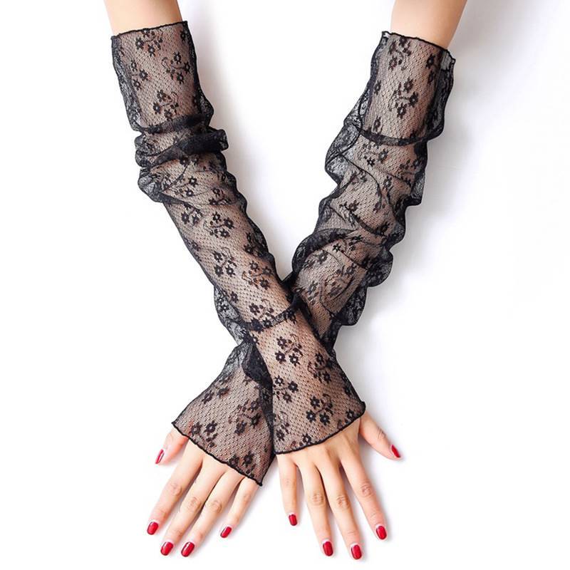 Fake Sleeves Lace Arm Covers Scar Cover Gloves Women Thin Ice Silk Wrist Guards Summer Sun Protection Tattoo Cover Driving Sleeves