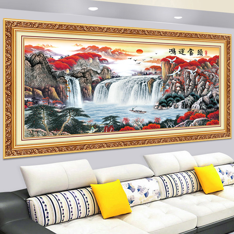 Simulation fake frame drawing living room Hongyun when head hanging cloth sofa-cloth background cloth wall decoration painting tapestry scenic painting fresco