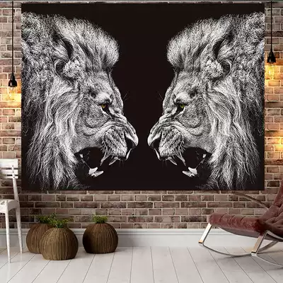 Nordic lion background cloth ins hanging cloth decorative fabric hanging painting girl net red bed tapestry dormitory wall cloth