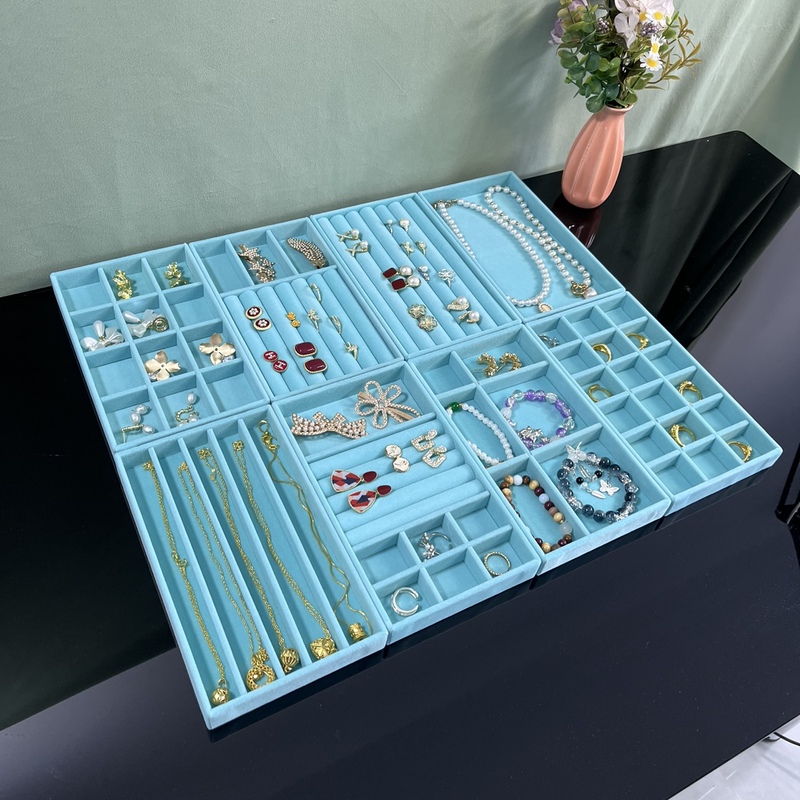 High-End Exquisite Velvet Tray Jewelry Box for Dressing Table, Earring, Ring, Necklace, Bracelet Storage Box High-End Exquisite Velvet Tray Jewelry Box for Dressing Table, Earring, Ring, Necklace, Bracelet Storage Box