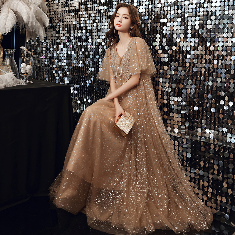 Large Size Code Night Dress Dress Woman 2022 New High-end Banquet Temperament Noble and luxurious Pregnant Woman Fat Mm Advanced Sensation