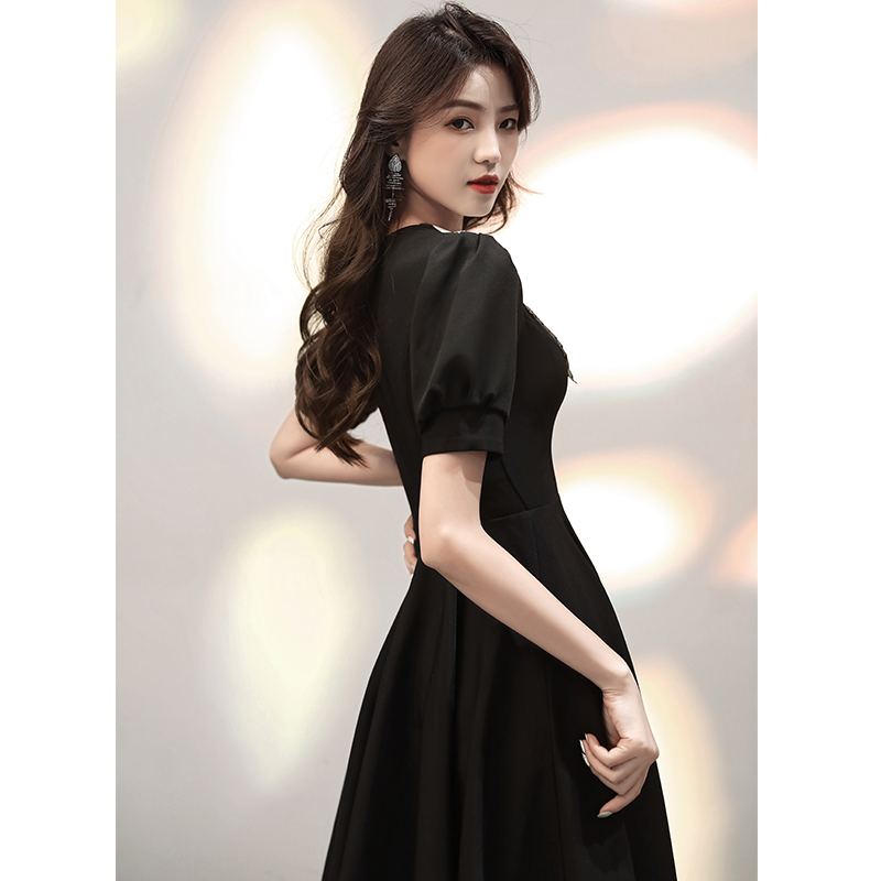 Fa-style evening gown can normally wear temperament small sub 2021 new noble name Yuanyuan black everyday can wear dresses