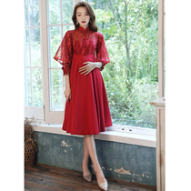 Pregnant woman toast to brides normally able to wear high waist and large code cover tummy back door wedding gown dress red little sub