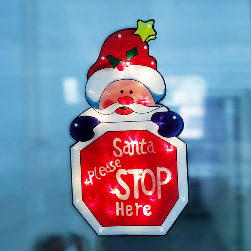 Christmas gift decoration old man LED decorative light window glass small pendant clang snowman room scene layout