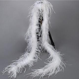 Off-white ostrich stage performance costume feather strips