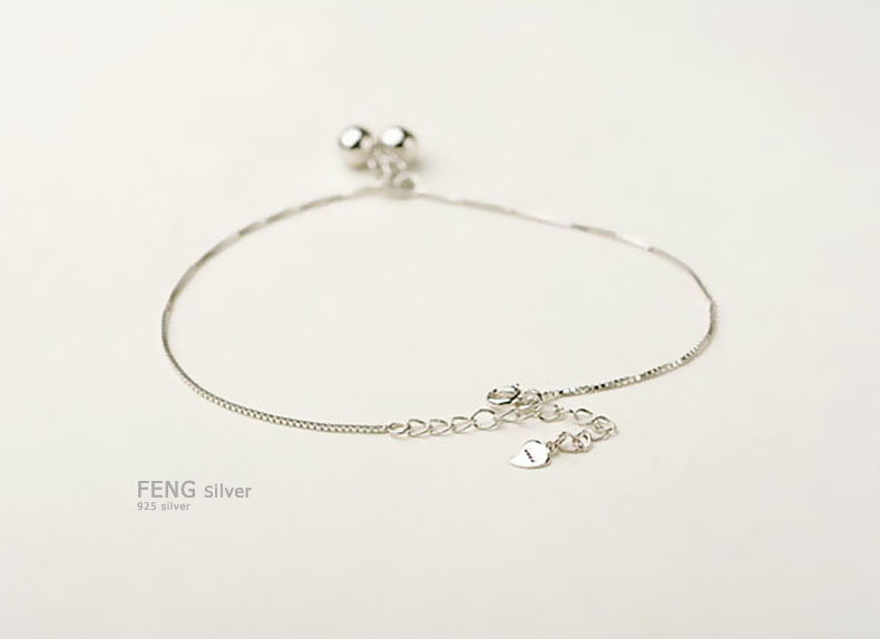 Vòng chân nữ 925 sterling bạc có một quả bóng phiên bản tiếng Hàn của sinh viên đơn giản Sen Bộ chữ tươi tùy chỉnh xác thực lắc chân nữ pnj