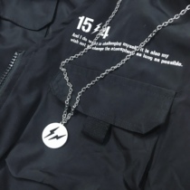  Original tide brand Japan and South Korea ins Harajuku style Fujiwara Hao lightning pendant Simple personality men and women couples titanium steel necklace
