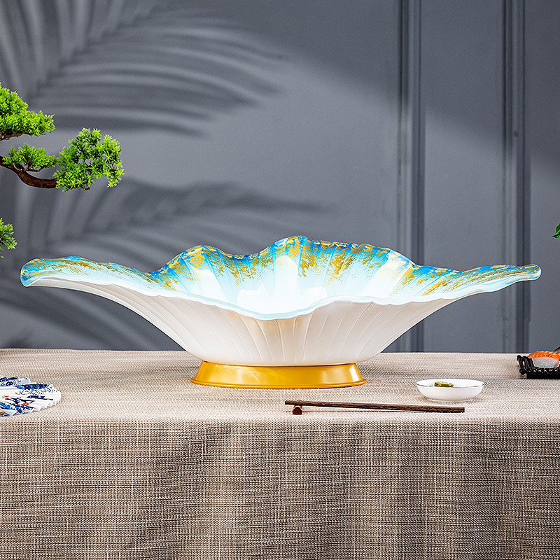 High-end salmon sashimi plate platter dry ice creative tableware seafood plate fish carving plate stingy special plate plate