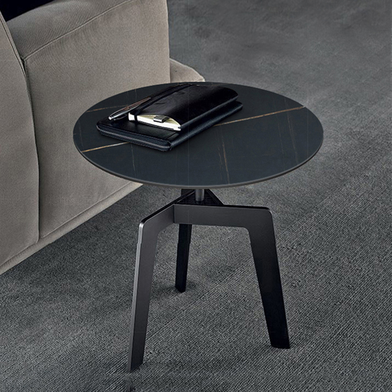 North Ouyang Tai black small coffee table round slab marble mini corner a few Italian light luxury modern simple side table