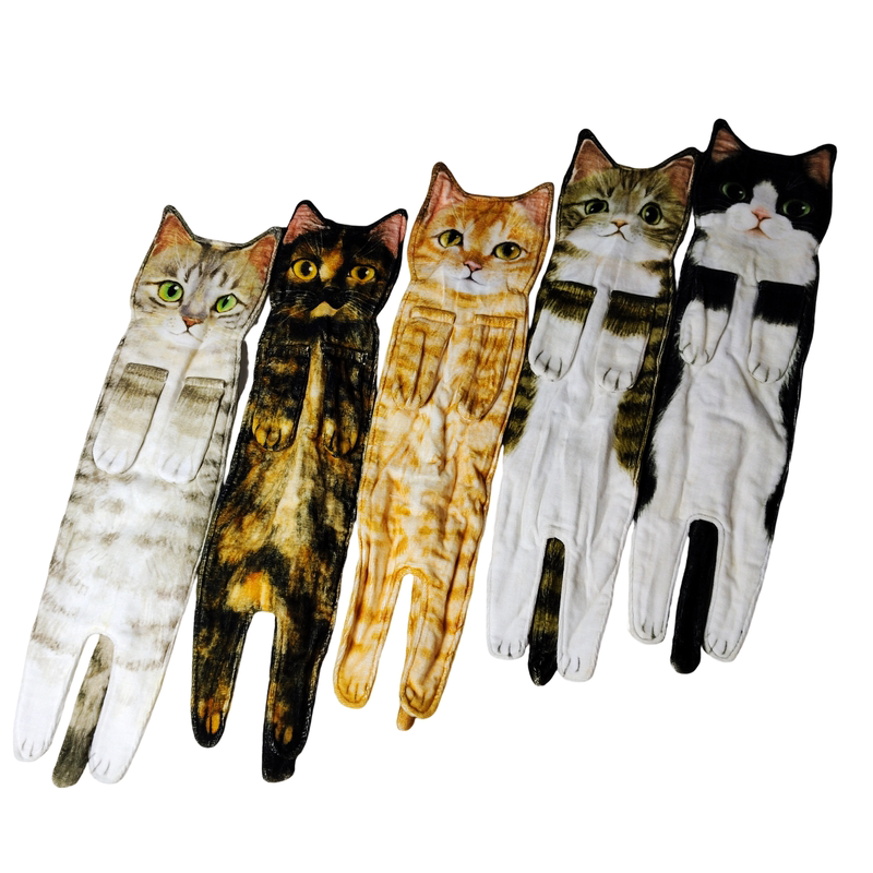 Free Shipping Creative Cat Towel Face Towel Hand Towel Inkjet Thick Two-Layer Realistic Hangable Absorbent