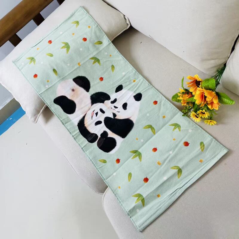 Free Shipping Cartoon Panda Xiangxiang Towel Face Towel Hand Towel Washcloth Inkjet Printed Soft Absorbent Pure Cotton with Minor Flaws