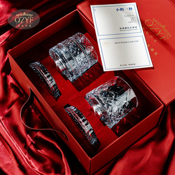 High-End Rotating Glass Cup Gift Box Set, Whiskey Glass, Foreign Wine Glass, Housewarming Gift Box, Birthday Gift, Wine Set