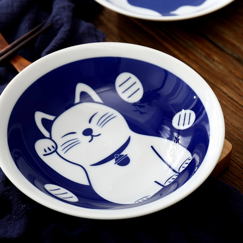 Song of sakura Japanese imported ceramic bowl under the glaze color tableware cat home dishes porcelain bowl bowl 7.5 "3 only