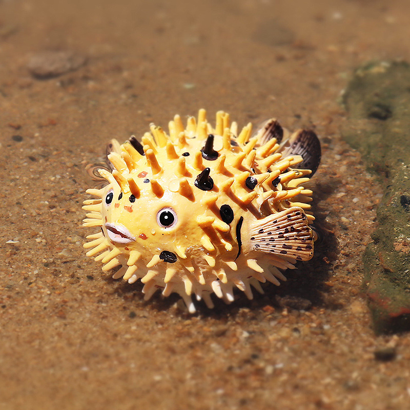 Simulated Animal Model Children's Cognitive Toy Solid Sea Pufferfish Small Hard-Jawed Fish Pufferfish Plastic Ornament