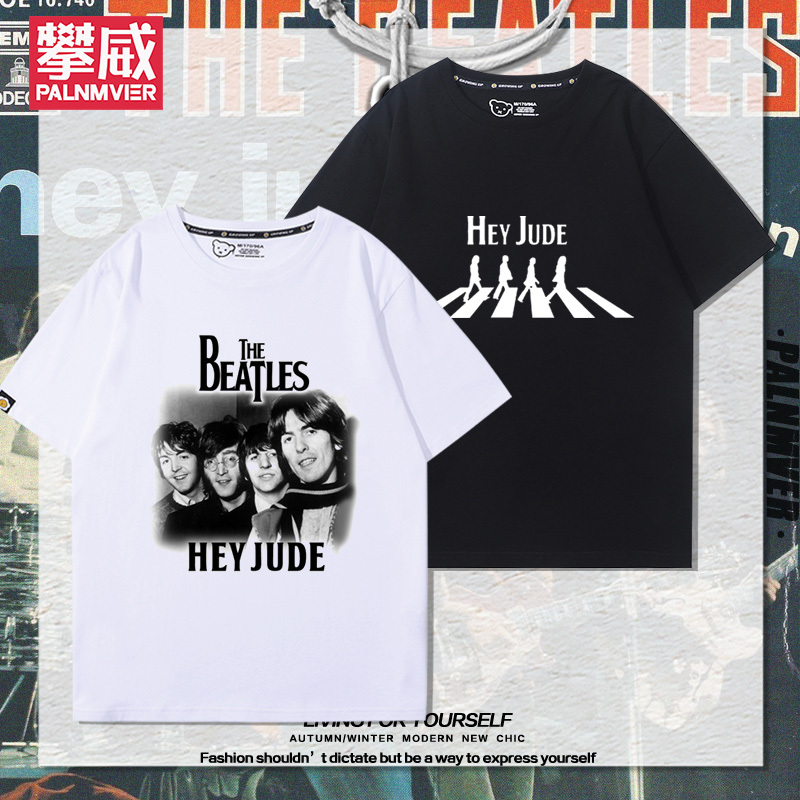 Hey Beetle the Beatles Peripheral Short-Sleeved Men's and Women's American Cotton T-Shirts