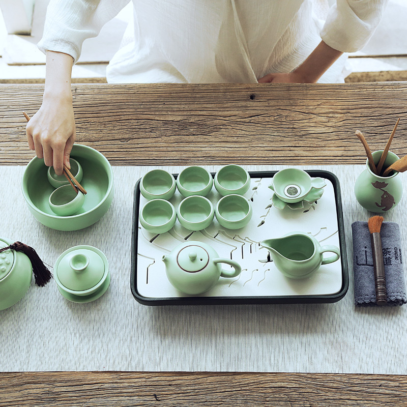 TaoZi household contracted sitting room office of a complete set of your up ceramic suit tureen Japanese kung fu tea cups