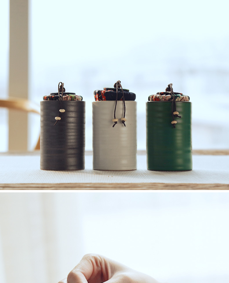 TaoZi caddy fixings small ceramic seal tank mini tea pot portable travel box of pu 'er tea tea storage warehouse