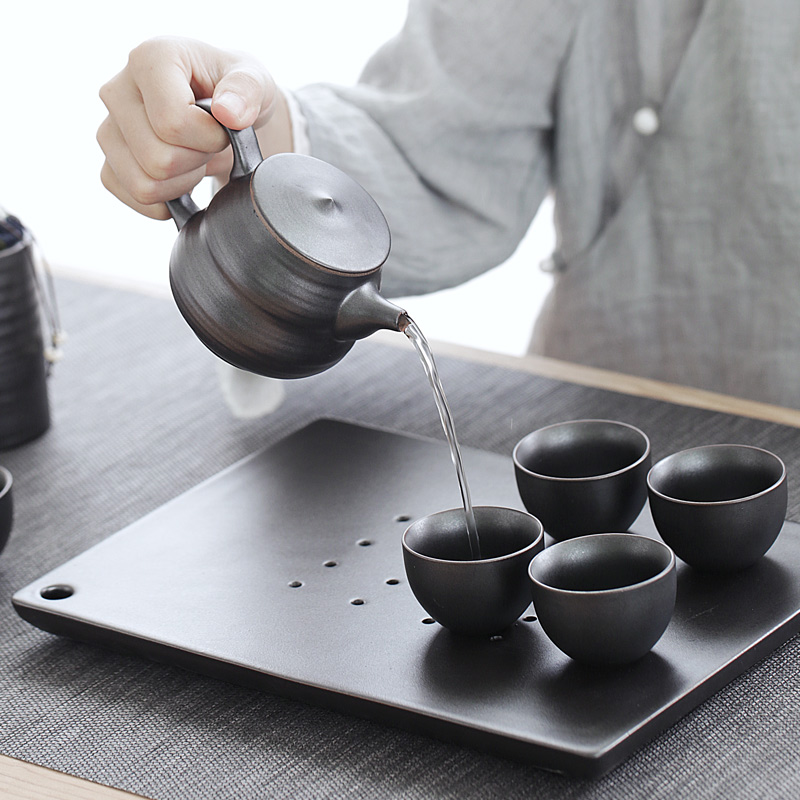 Ceramic teapot TaoZi rust up kung fu, black pottery glaze gourd pot of Japanese zen tea restoring ancient ways