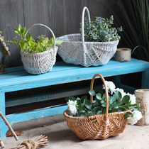 Classic Willow Hand Flower Basket Flower Cottage Plant Garden Garden Renaissance