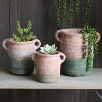 Creative Cement Flower Pot Green Breathable Red Pottery Flower Balcony Balcony Garden Decoration Garden Growing