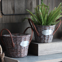 Handmade willow flower pot flower basket flower basket garden decoration of garden decoration of grocery garden retro