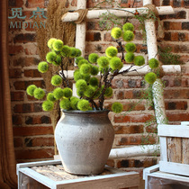 Looking for points Taku green pom-pom simulation flower arrangement with decorative floral ornaments branches and plants landscape props