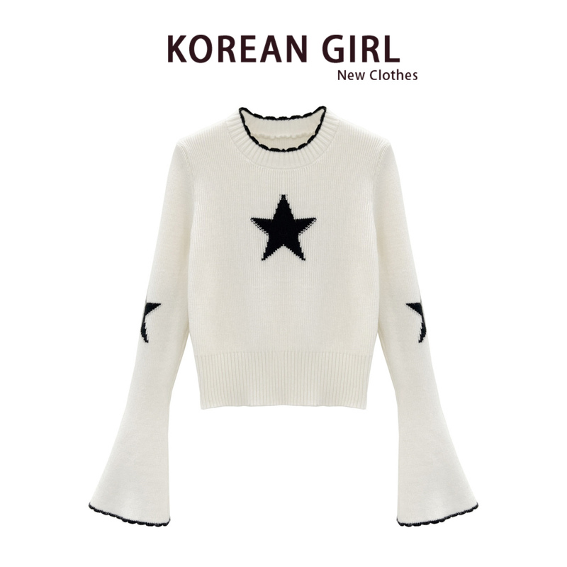 Korean Niche Design White Sweater for Women, Autumn and Winter 2026 New Style, Loose Fit, Slimming, Casual, Versatile Knit Top Korean Niche Design White Sweater for Women, Autumn and Winter 2026 New Style, Loose Fit, Slimming, Casual, Versatile Knit Top