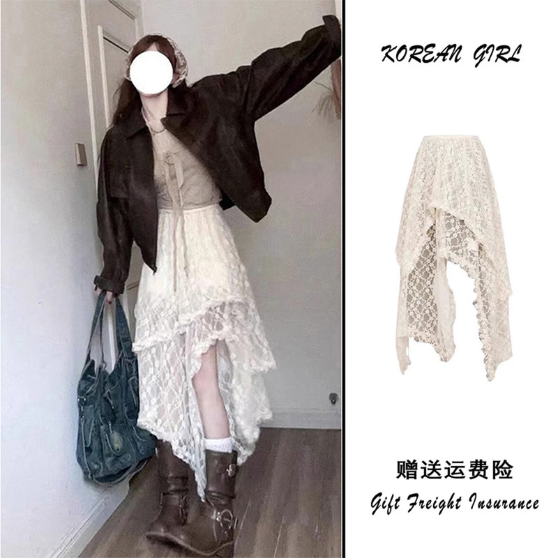 Early Spring Spicy Girl Lace Layered Irregular Skirt Women's Summer 2026 New Mesh Apron Mid-Length Skirt