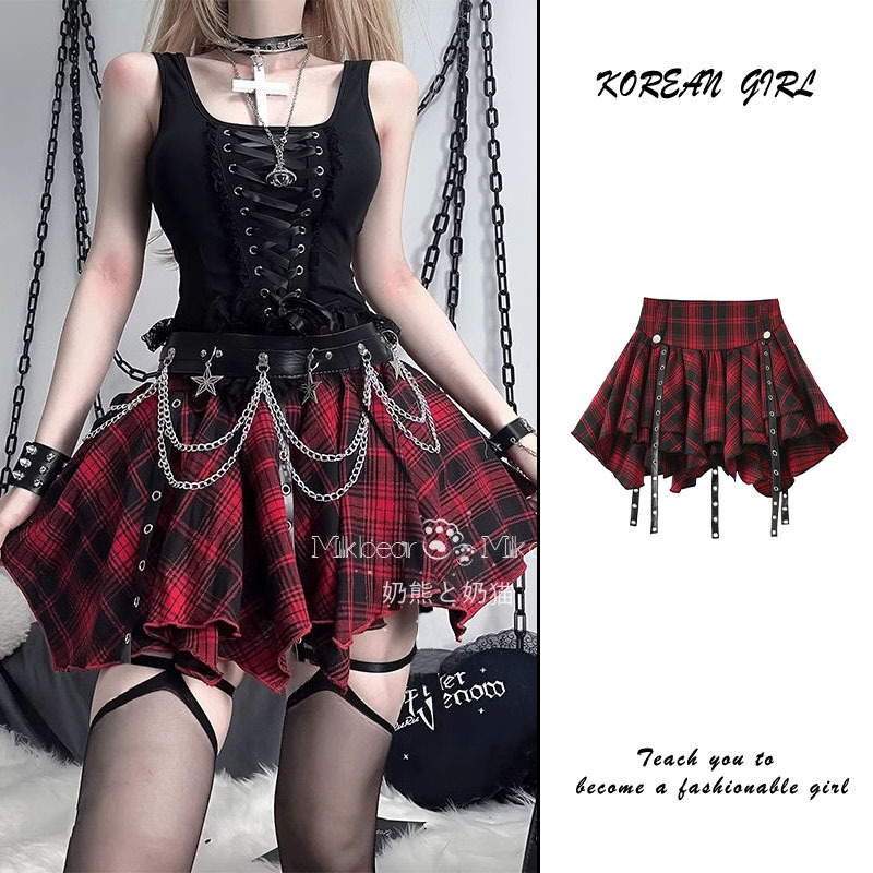 Subculture Style Irregular Skirt for Women, Summer Punk Gothic Style Tank Top, Y2K Short Skirt, Hot Girl Outfit