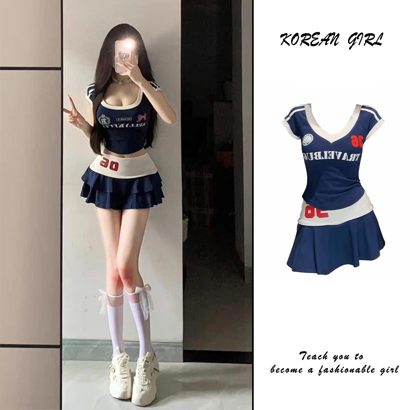 American-Style Spicy Girl Sporty Outfit for Women 2026 Summer New Pure and Sexy Short-Sleeved T-Shirt A-Line Skirt Two-Piece Set American-Style Spicy Girl Sporty Outfit for Women 2026 Summer New Pure and Sexy Short-Sleeved T-Shirt A-Line Skirt Two-Piece Set