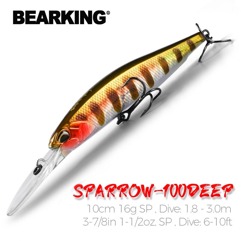 Bear King Luya Blue Dragon 10cm16g deep diving stop long-tongue Mino floating water suspended Mino fake bait far cast ringing beads