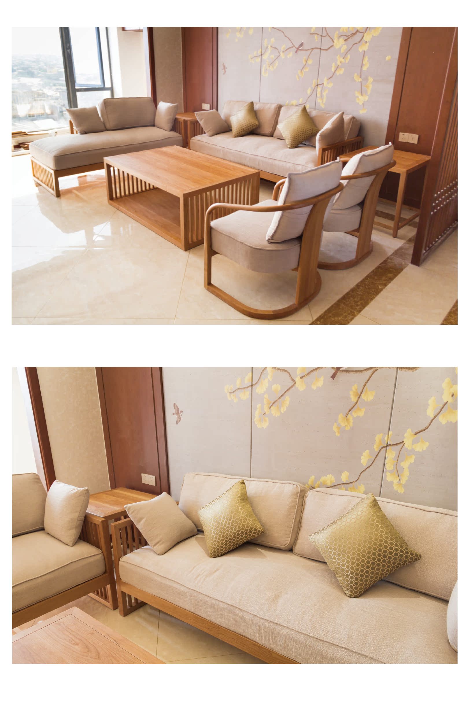 Nội thất tùy chỉnh cao cấp | Musi Fu - Bộ đồ nội thất sofa gỗ hiện đại