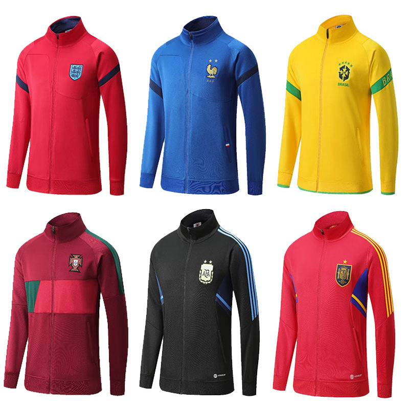 2022 Brazil France Argentina Germany Football Training Uniform Jacket Portugal Jacket Autumn and Winter Sportswear for Men 2022 Brazil France Argentina Germany Football Training Uniform Jacket Portugal Jacket Autumn and Winter Sportswear for Men