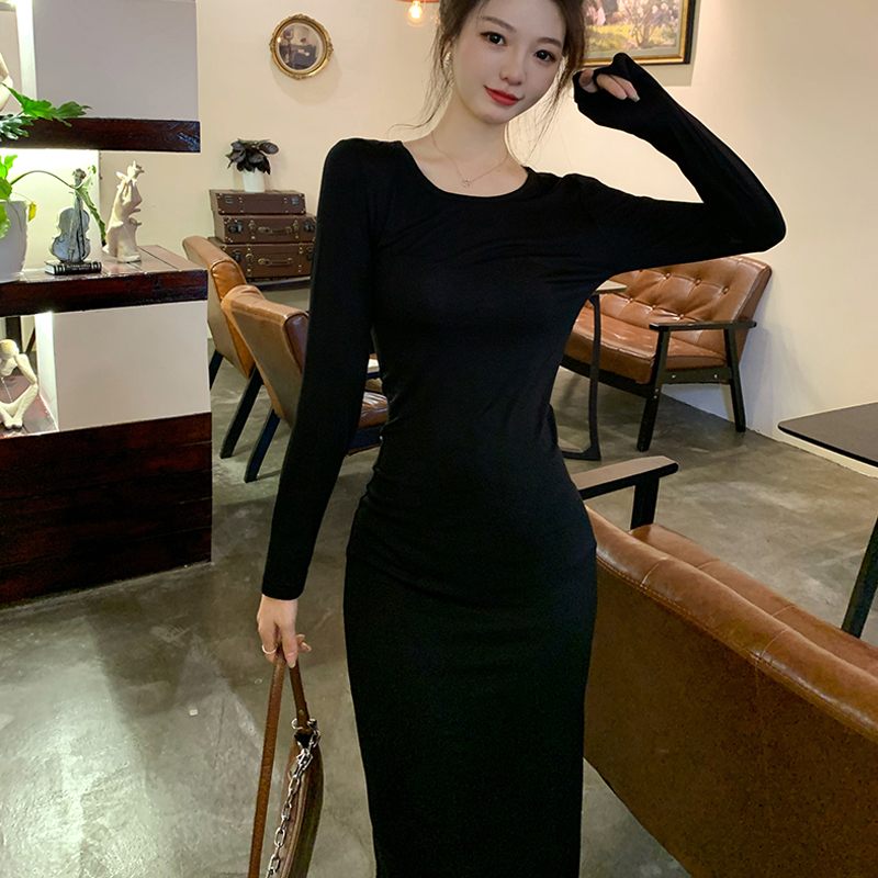 Modal Dress 2026 Spring and Autumn New Style High-End Slim Fit Base Layer Long Dress for Tall People, Ankle-Length Extra-Long Style