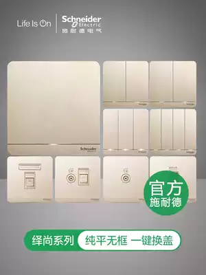 Schneider switch socket Yishang twilight gold five-hole with LED light single open double switch three-open computer dustproof suit