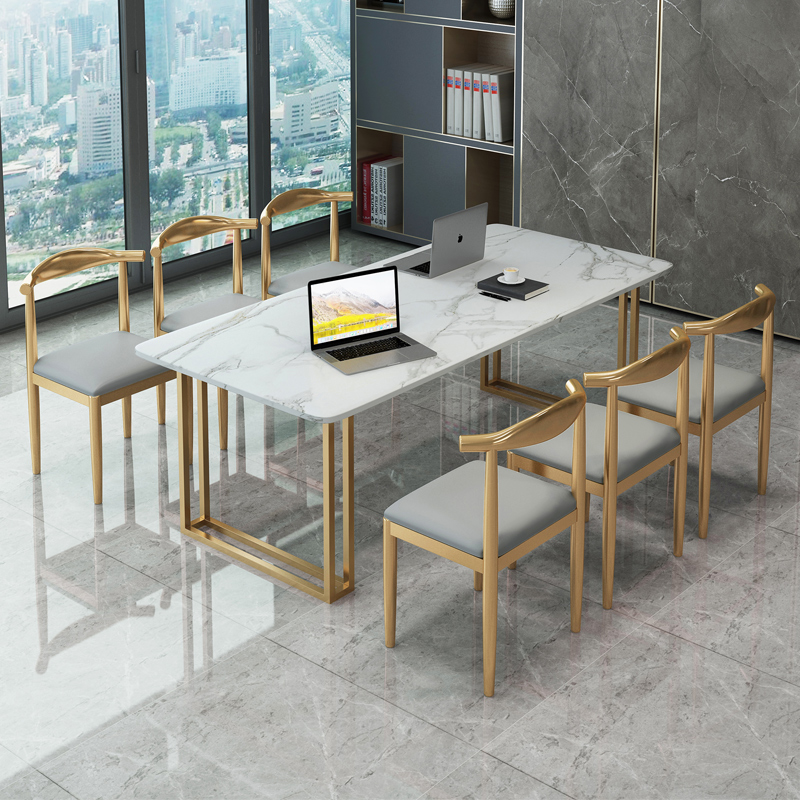 Minima Light Lavish Marble Conference Table Personality Designer Rockboard Desk Sub Bench Negotiating Table And Chairs Combination-Taobao