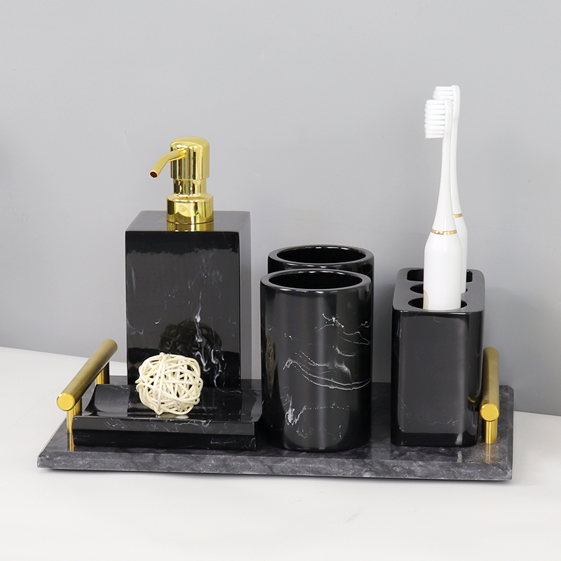 Simple ink electric toothbrush holder powder room bathroom mouthwash brushing cup light luxury bathroom five-piece set wash set
