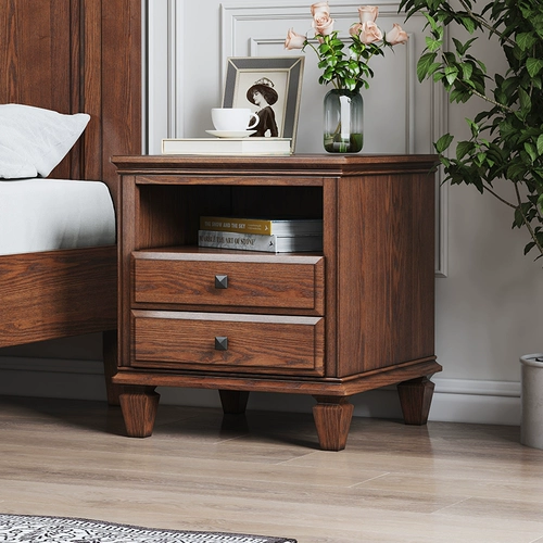 森趣 Сельская дубовая коробочка для хранения из натурального дерева для кровати для спальни, система хранения, мебель, в американском стиле