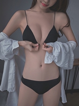 Summer Japanese sexy lingerie women no steel ring gathered small bra ultra-thin beautiful back strap front buckle bra set