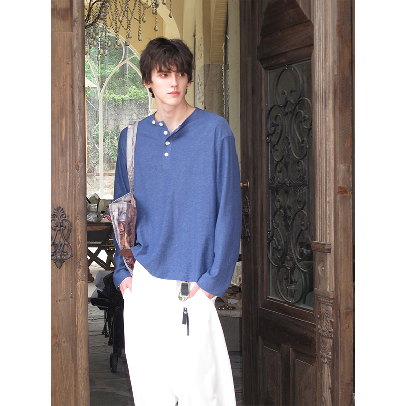 Kernhafen Lazy Style Irregular Design Knitted Long-Sleeve T-Shirt Thin Base Layer for Autumn