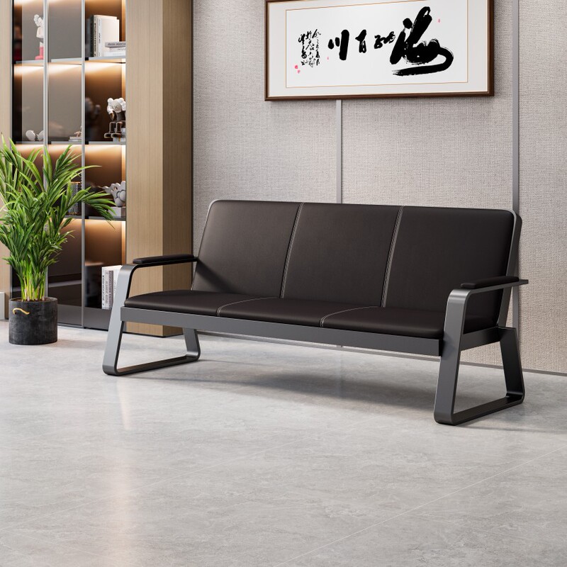 Office Sofa Coffee Table Combination Three-Seat Row Chair Reception Sofa Iron Frame Waiting Row Chair Waiting Chair Long Chair